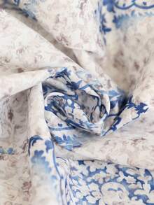 Brillora 女士浪漫V领印花无袖长款连衣裙，宽松半身裙，蓝色长款连衣裙，春夏款 - 藍色 - 查看 7