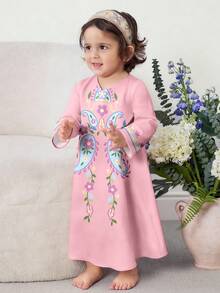 SHEIN 优雅可爱的女婴碎花长袖连衣裙 - 彩色 - 查看 6