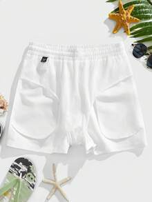 Manfinity RSRT 男士沙滩短裤，极简时尚素描印花度假风沙滩短裤，网眼内衬 - 彩色 - 查看 7