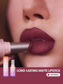SHEGLAM Dynamatte Boom Long Lasting Matte Lipstick-I'M Risky 20 Colors Creamy Matte Waterproof Lipstick Amazing Non-Stick Cup Transfer-Proof Lipstick Purple Lipstick Lip Combo Brand Beauty Makeup Face Paint Cosmetic For Women Girls Perfect For Winter Spring Ideal For Y2K Fancy Fashion Suitable For Birthday Gift Party Ready Best Color - I'm Risky - View 11