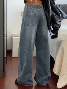 DAZY Women's Loose Casual Retro Versatile Christmas Denim Jeans, Suitable For Autumn, Winter, Summer Y2k