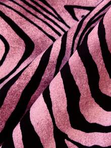 Elamini 女士无肩带褶皱撞色豹纹连衣裙 - 玫紅色 - 查看 6