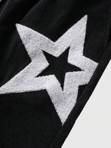 ROMWE MEN Street Life Men's Star Print Drawstring Waist Pocket Shorts - Black - View 8