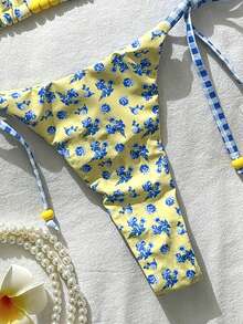 Elavelle Women's Random Print Halter Bikini Set, Spring/Summer - Multicolor - View 7