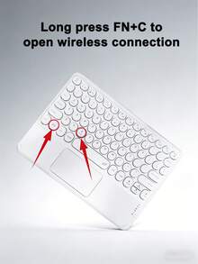 Teckwe 1 Pack Abs Material Bluetooth Round Keycap Keyboard With Silent Touchpad Ergonomic 1mm Key Travel Multi Device Compatible Wireless Portable With Sleep Mode Black Wireless Touch Keyboard For Office Business Trip Working Students Back To School Home Use Quiet Compact Universal For Ipad Tablet Phone - Multicolor - View 5