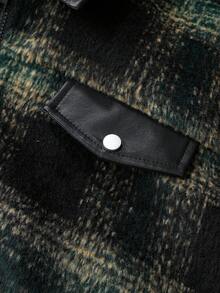 ROMWE MEN Prep Men's Casual Plaid Woolen Shacket - Multicolor - View 4