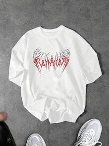 Manfinity Sport PWRUP 男士十字印花圆领短袖休闲健身运动T恤 - 彩色 - 查看 2