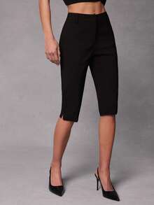 Hauture Women's Tailored Stretch Capri Trouser - Black - View 4