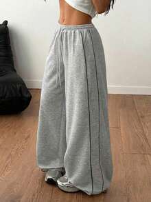 Coolane Women's Spring/Summer Streetwear Daily Wear Homecoming Sport Casual Logo Pattern Low Rise Baggy Sweatpants - Grey - View 3