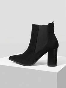 Mnmlis Women's Pointed Toe Everyday Commute Fashion High Heel Ankle Boots - Black - View 1