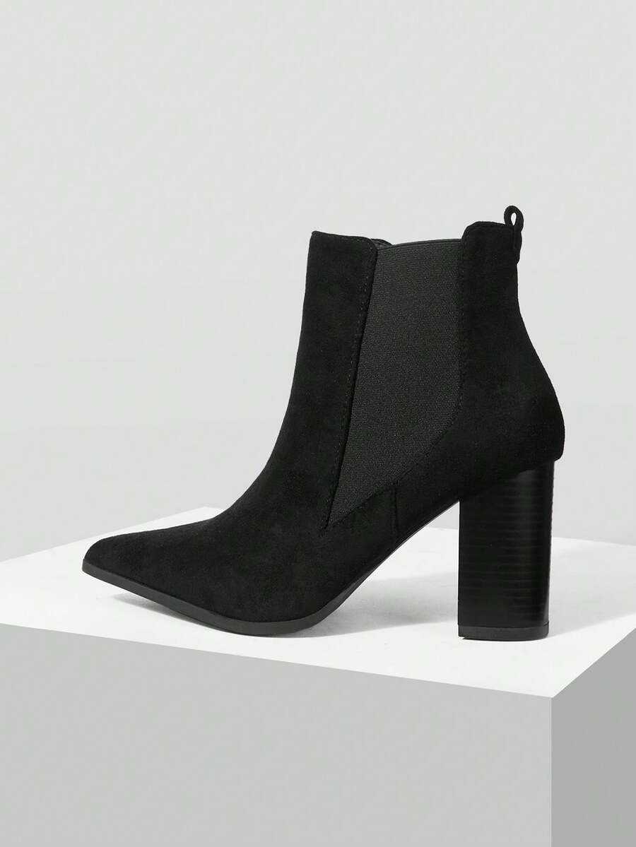 Mnmlis Women's Pointed Toe Everyday Commute Fashion High Heel Ankle Boots - Black - View 1