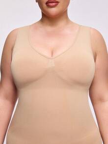 SHAPORA Women's Seamless Slimming Waist Tight Bodycon Dress, Can Be Worn Outerwear Plus Size Shapewear, Basic Shaping Dress, Suitable For Home, Commute, Daily Wear - Apricot - View 7