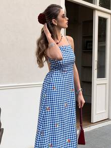 Elyressa 优雅性感女式梭织印花连衣裙 - 藍色 - 查看 7