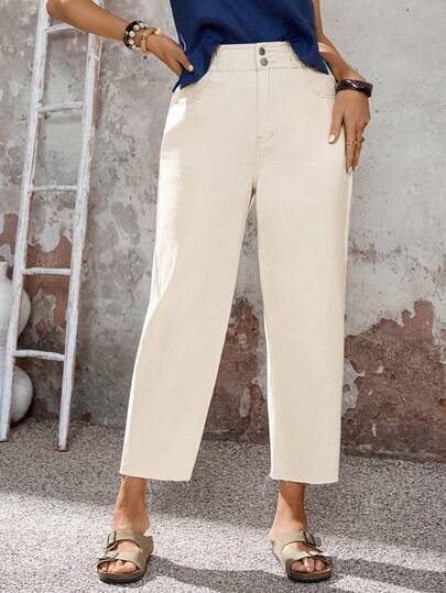 EMERY ROSE Women's High Waist Pocketed Tapered Casual Versatile 7/8 Length Jeans,For Date, Party, Cocktail, Formal Events, Vacation, Office, Work, Commute, Wedding Guest, And Western Festival