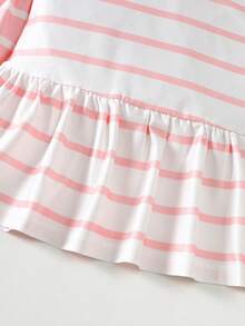 SHEIN Playful Pals 女童夏季条纹翻领无袖连衣裙 - 彩色 - 查看 6