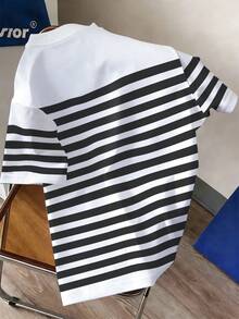 Manfinity Joysei Men's Striped Print Round Neck Short Sleeve Casual Versatile T-Shirt - Multicolor - View 2