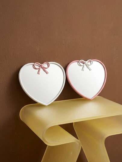 Joivida 1pc Heart-Shaped Butterfly Heart-Shaped Mirror, Student Dormitory Dressing Mirror, Heart-Shaped Small Gift Mirror, Suitable For Bedrooms, Living Rooms, Foyer And Bathroom, Ideal Valentine's Day Gift