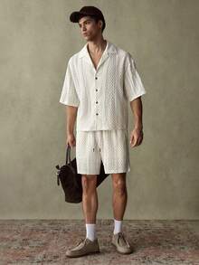 Manfinity Unisex Men's Textured Short Sleeve Shirt, Spring/Summer - Apricot - View 6