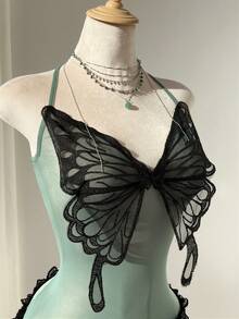 Elamini Women's Green Bow Tie Halter Backless Mini Dress, Fashionable, Charming, Sexy, Suitable For Beach, Vacation, Date, Nightclub, Spring/Summer Music Festival - Green - View 3