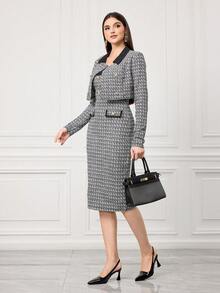 Sleekvia 女士尖头高跟鞋，黑色豹纹搭扣露跟高跟鞋，简约通勤日常办公鞋 - 黑色 - 查看 6