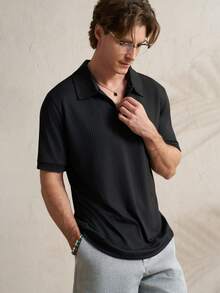 Airaco Camiseta de manga corta minimalista y casual de unicolor para hombres - Negro - Ver 5