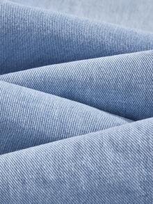 Manfinity EMRG 男士破洞牛仔裤，带口袋，磨边牛仔裤，纯色长款宽松破洞浅蓝色工装牛仔裤，适合送给丈夫、男朋友的礼物 - 淺色水洗藍 - 查看 3