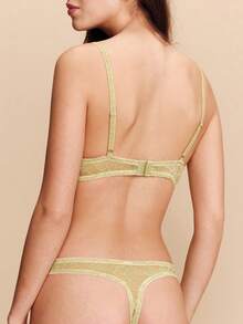 lacRébo 女士撞色花卉蕾丝时尚内衣套装 - 綠色 - 查看 2