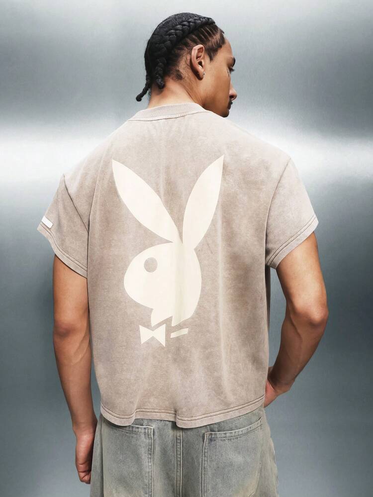 PLAYBOY X SUMWON Logo Washed Cropped Tee With Back Print
