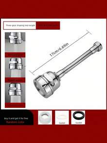 1个通用节水水龙头延长器防溅喷头带过滤器，适用于厨房浴室水槽，秋季家居升级返校必备品 - 中長款2模式軟管銀色大頭 - 查看 7