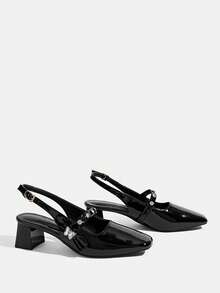 CUCCOO TILAWA Women's Fashionable Elegant High Heels With Rhinestone Decoration - Black - View 4