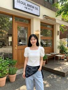 Joivida 1PC Women's Vintage Bohemian Lace Triangle Scarves Soft Black Ruffled Edges Elegant Hippie Style For Christmas Halloween Thanksgiving Easter Valentine's Day Parties Festival Accessories - Multicolor - View 2