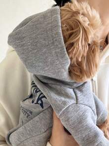 Printed Dog Hoodie Sweatshirt, Warm Clothing Suitable For Small And Medium Dogs, Chihuahua Jacket, Puppy Apparel, Cat Clothes - Grey - View 4