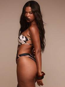 Musera Resort 斑马纹抹胸金色细节泳衣泳装泳衣度假夏季旅行沙滩装 Terra Sol Spring - 彩色 - 查看 3