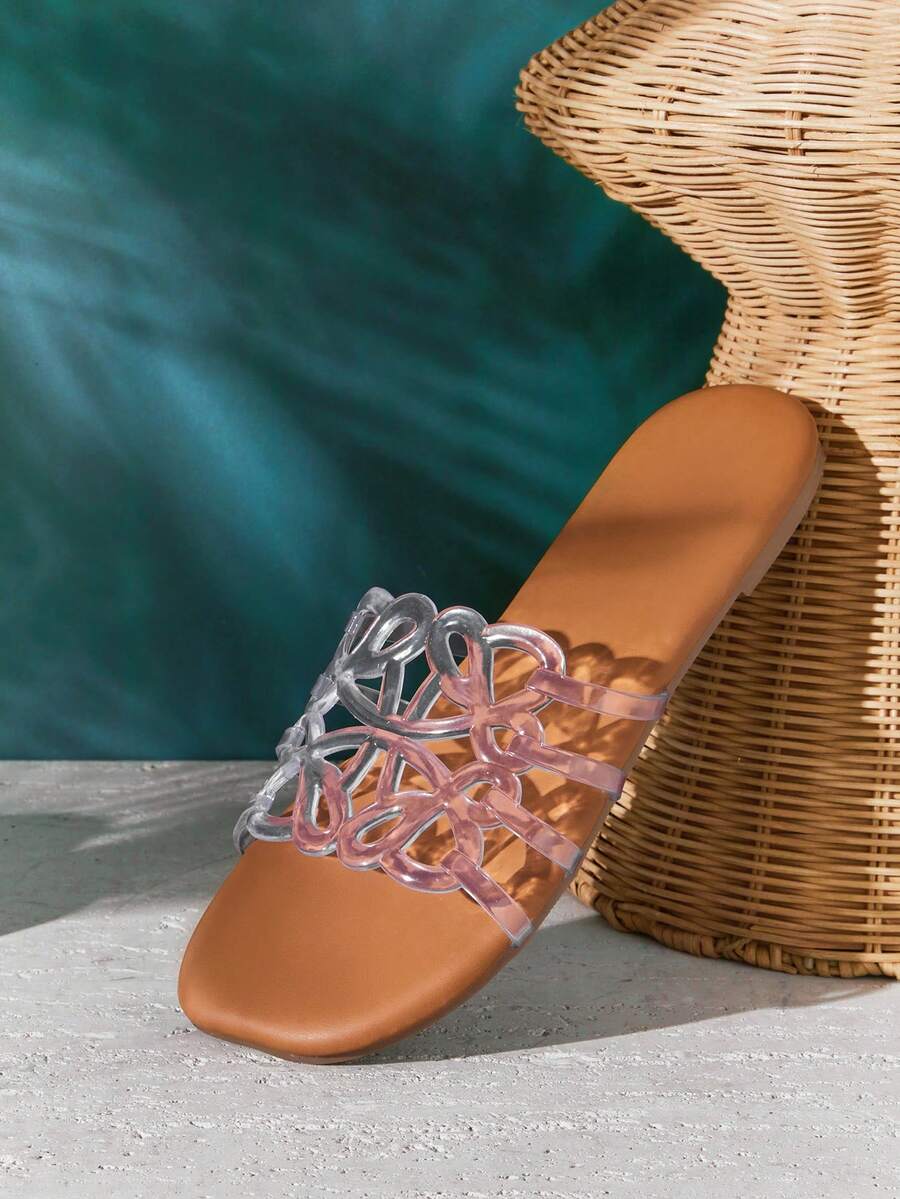 SHUZIA Women's Floral Cut-Out Jelly Sip-On Sandals With Flexible Sole, Soft Footbed - Clear - View 1