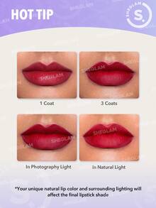SHEGLAM Dynamatte Boom Long Lasting Matte Lipstick-Periodt 20 Colors Creamy Matte Waterproof Lipstick Amazing Non-Stick Cup Transfer-Proof Lipstick Pink Lipstick Lip Combo Brand Beauty Makeup Face Paint Cosmetic For Women Girls Perfect For Winter Spring Ideal For Y2K Fancy Fashion Suitable For Birthday Gift Party Ready Best Color - Periodt - View 9