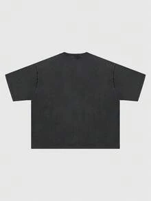 ROMWE MEN Men's Round Neck Rhinestone Five-Pointed Star Graphic Casual Daily Washed Short Sleeve T-Shirt Spring/Summer - Black - View 3