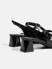 CUCCOO TILAWA Women's Fashionable Elegant High Heels With Rhinestone Decoration - Black - View 5