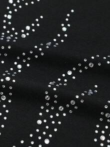 ROMWE MEN Men's Casual Loose Fit Black T-Shirt With Rhinestone Flame Pattern, Suitable For Daily Commute And Street Style, Summer - Black - View 3