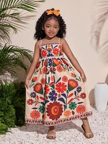 少女碎花无袖连衣裙，度假风 - 彩色 - 查看 3