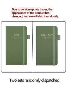 袖珍日历 - 小巧的月度计划本，可放入钱包，PU皮革硬面封面，学习用品，返校季 - 彩色 - 查看 12