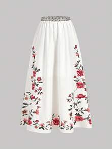 SHEIN MOD Vintage 70s Folk Print Vest Two Pieces Set – Western Wear, Bohemian Style; Perfect For Vacation, Date, Picnic, Party, Prom, Festival, And Birthday - Multicolor - View 7