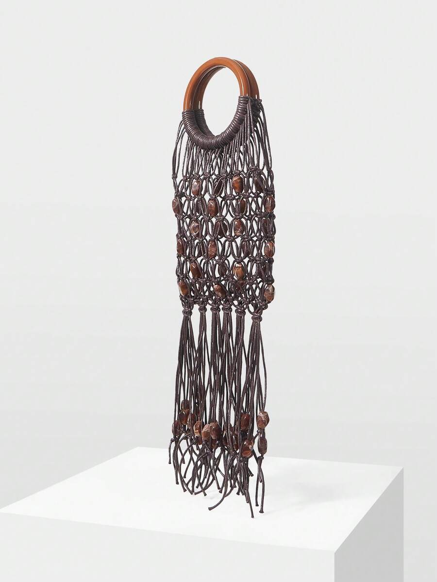 MOTF PREMIUM 女士度假风流苏手提包 - 米色 - 查看 2