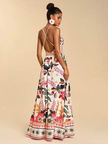 Travachic 女士无袖印花梭织连衣裙，适合春夏度假穿着 - 彩色 - 查看 4