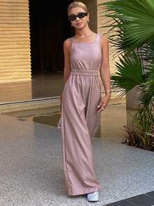 DAZY Women's Waist Cinching Loose Fit Long Casual Denim Bib Overalls And Jumpsuit - Pink - View 6