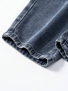 Tween Girls' Denim Bib Pants And Jumpsuit, New Casual Fashion Cargo Pocket Design Washed Blue Denim Bib Pants - Blue - View 7