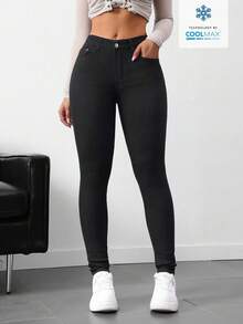 SHEIN Tall Quần jean skinny denim co giãn dành cho nữ cao - màu đen - Xem 7
