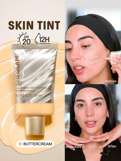 SHEGLAM Dew & Done Skin Tint with SPF20-Buttercream Marca Belleza Maquillaje Maquullaje Cosmética para Mujeres Niñas Perfecto para Invierno Primavera Ideal para Y2K Elegante Moda Adecuado para Cumpleaños San Valentín Regalo Fiesta Listo Mejor Color