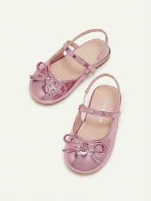 Cozy Pixies A Pair Of Fashionable Versatile Casual Golden Pink Party Fun Princess Style Cute Bow Bag Head Muller Shoes Princess Girl Baby Flat Shoes - Pink - View 3