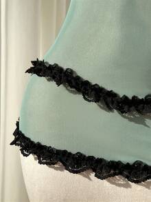 Elamini Women's Green Bow Tie Halter Backless Mini Dress, Fashionable, Charming, Sexy, Suitable For Beach, Vacation, Date, Nightclub, Spring/Summer Music Festival - Green - View 5