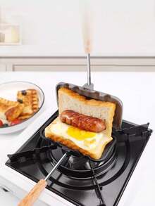 1 件装三明治烤盘，热狗烤面包机，双面三明治机，双面煎锅，奶酪烤盘，不粘三明治机，带翻盖，适合制作早餐煎饼、吐司、煎蛋卷 - 彩色 - 查看 1